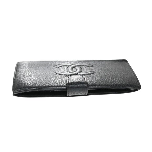 CHANEL CC Logo Bifold Long Wallet Grained Calfskin Leather Black GHW 34RF400 - Picture 5 of 15